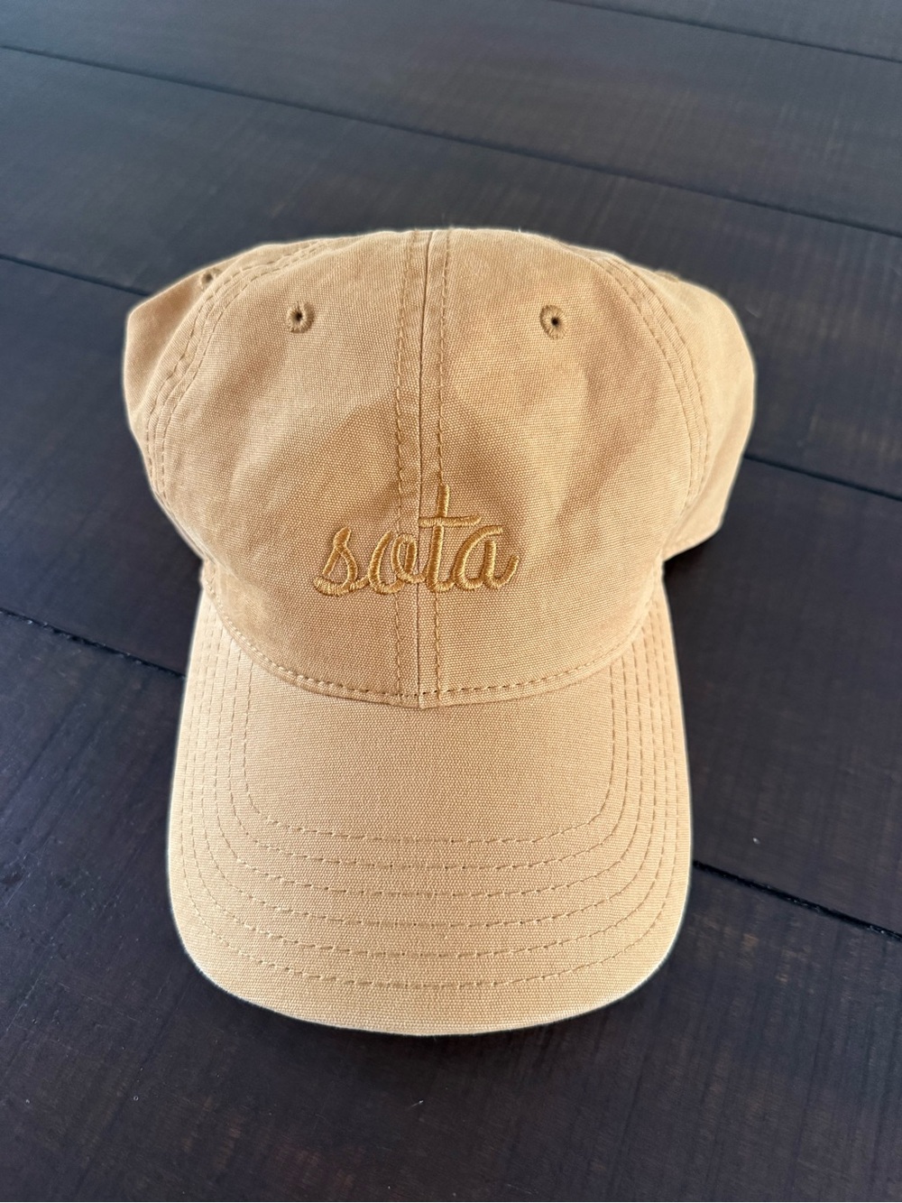 Sota Embroidered Tan Cotton Baseball Cap